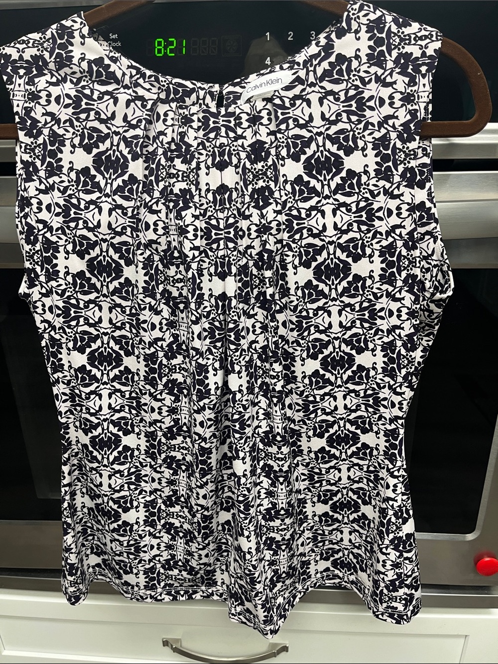 Calvin Klein Black & White Printed Women's Dress Shirt